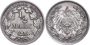 Kleinmünzen 1871-1922 1/2 Mark, 1919, E, ... 