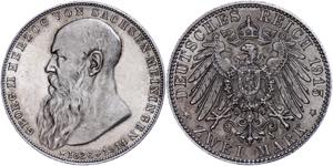 Saxony-Meiningen 2 Mark 1915, Georg II. On ... 