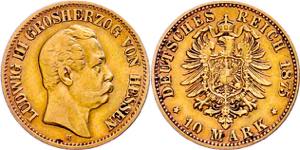 Hesse 10 Mark, 1872, Ludwig III., tiny edge ... 