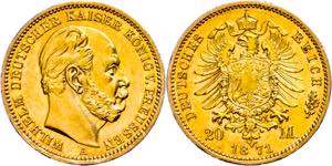 Prussia 20 Mark 1871, Wilhelm I., Mzz A, ... 