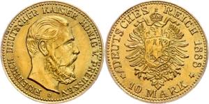 Prussia 10 Mark, 1888, Friedrich III., ss. ... 