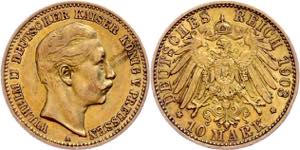 Prussia 10 Mark, 1903, Wilhelm II., ss. J. ... 