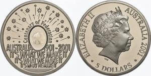 Australia 5 Dollars, 2001, hundredth ... 