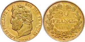 France 20 Franc Gold, 1848, Louis Philippe ... 