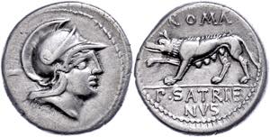 Coins Roman Republic P. Satrienus, denarius ... 