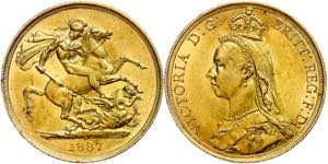 Great Britain 2 Pounds, Gold, 1887, ... 