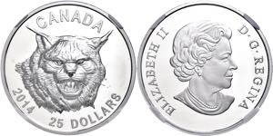Kanada 25 Dollars, 2014, Luchs, in Slab der ... 
