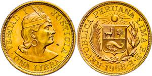 Peru Libra, Gold, 1968, 7, 31 g fine, Fb. ... 