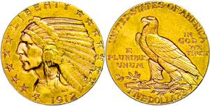 Coins USA 5 Dollars, Gold, 1912, Indian ... 