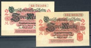 Deutsche Reichsbanknoten 1874-1945 2x 2 ... 