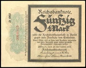Deutsche Reichsbanknoten 1874-1945 50 Mark, ... 
