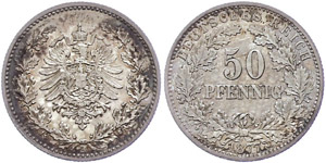 Kleinmünzen 1871-1922 50 Pfennig, 1877, B, ... 