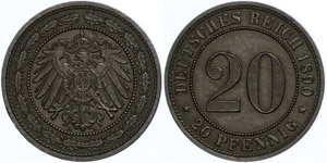 Kleinmünzen 1871-1922 20 Pfennig,1890, ... 