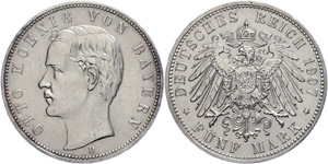 Bayern 5 Mark,1907, Otto, wz. Rf., vz+., ... 