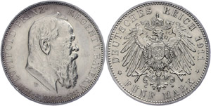 Bayern 5 Mark, 1911, Luitpold, zum 90. ... 