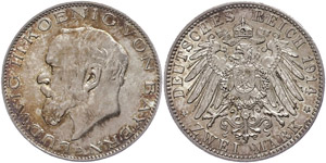 Bayern 2 Mark,1914, Ludwig III., vz-st., ... 