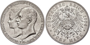 Mecklenburg-Schwerin 5 Mark, 1904, Friedrich ... 