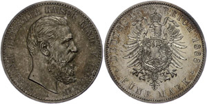 Preußen 5 Mark, 1888, Friedrich III., vz., ... 
