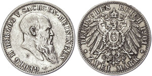 Sachsen-Meiningen 2 Mark, 1901, Georg II., ... 
