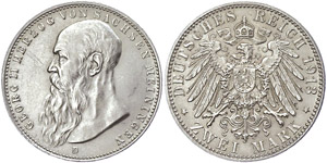 Sachsen-Meiningen 2 Mark, 1913, Georg II., ... 