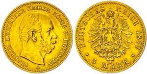 Preußen 5 Mark, 1877, Wilhelm I., A. Avers ... 