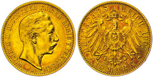 Preußen 10 Mark, 1907, Wilhelm II., kl. ... 