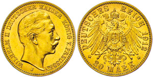 Preußen 20 Mark, 1912, Wilhelm II., kl. ... 