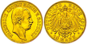 Sachsen 10 Mark, 1912, Friedrich August ... 