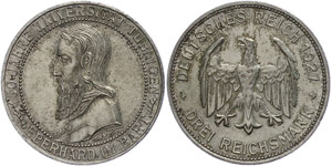 Münzen Weimar 3 Reichsmark, 1927, 450 Jahre ... 