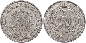 Münzen Weimar 5 Reichsmark, 1928, A, ... 