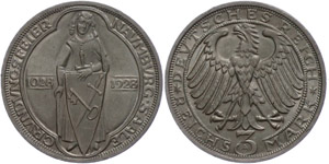 Münzen Weimar 3 Reichsmark, 1928 A, 900 ... 