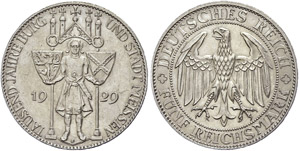 Münzen Weimar 5 Reichsmark, 1929, 1000 ... 