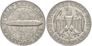 Münzen Weimar 5 Reichsmark, 1930, E, ... 