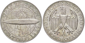 Münzen Weimar 5 Reichsmark, 1930, E, ... 