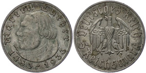 Münzen Drittes Reich 5 Reichsmark, 1933, ... 