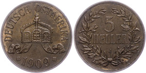 Münzen der deutschen Kolonien Ostafrika, 5 ... 