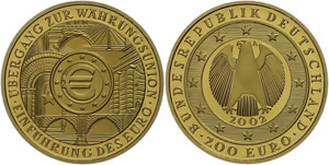 Münzen Bund ab 1946 200 Euro, 2002, A, ... 
