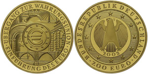 Münzen Bund ab 1946 200 Euro, 2002, F, ... 