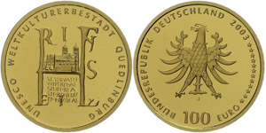 Münzen Bund ab 1946 100 Euro Gold, 2003, ... 