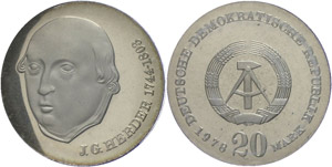 Münzen DDR 20 Mark, 1978, Johann G. von ... 