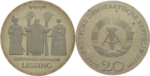 Münzen DDR 20 Mark, 1979, Gotthold E. ... 