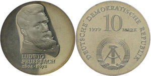 Münzen DDR 10 Mark, 1979, Ludwig Feuerbach, ... 