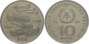 Münzen DDR 10 Mark, 1981, 25 Jahre ... 