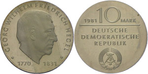 Münzen DDR 10 Mark, 1981, Georg W. F. ... 