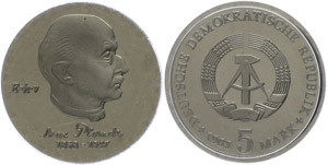 Münzen DDR 5 Mark, 1983, Max Planck, ... 