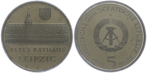 Münzen DDR 5 Mark, 1984, Altes Rathaus ... 