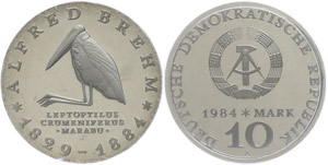 Münzen DDR 10 Mark, 1984, Alfred Brehm, ... 