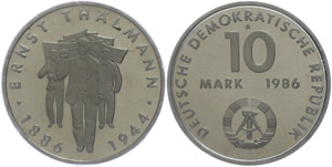 Münzen DDR 10 Mark, 1986, Ernst Thälmann, ... 