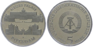 Münzen DDR 5 Mark, 1986, Neues Palais ... 