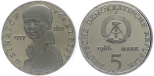 Münzen DDR 10 Mark, 1986, Heinrich von ... 